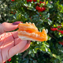 Load image into Gallery viewer, Orange Calcite Dragon Carving