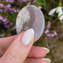 Load and play video in Gallery viewer, Flower_Agate_Worry_Stone_soulemporium
