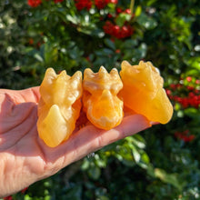 Load image into Gallery viewer, Orange Calcite Dragon Carving
