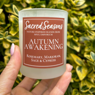 Autumn Awakening Ritual Candle, with smoky quartz tumblestone