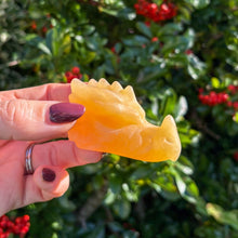 Load image into Gallery viewer, Orange Calcite Dragon Carving
