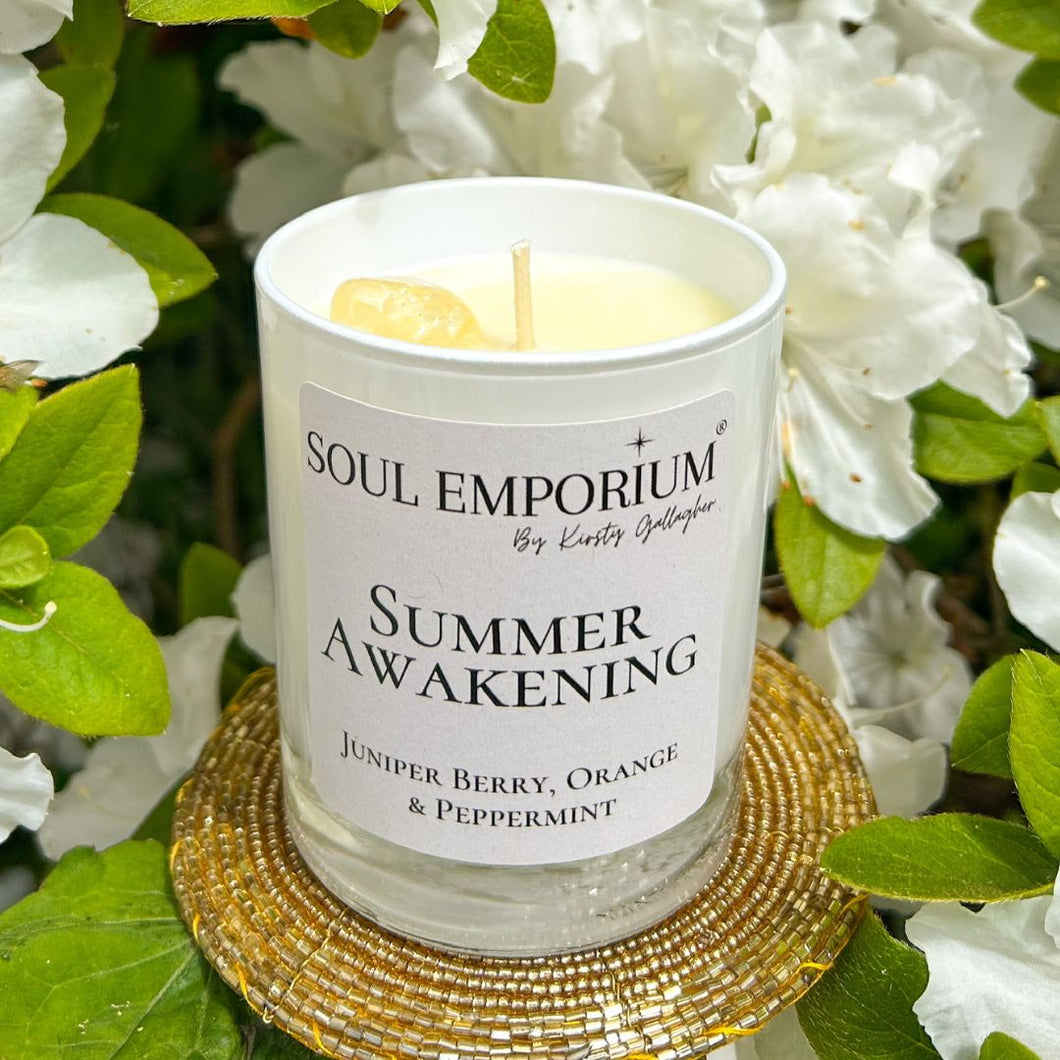 Summer Awakening Candle with citrine tumblestone