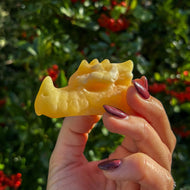 Orange Calcite Dragon Carving