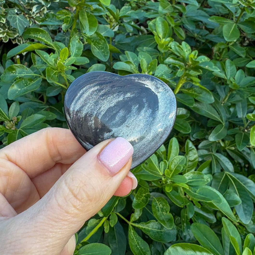 Obsidian Silver Sheen Heart