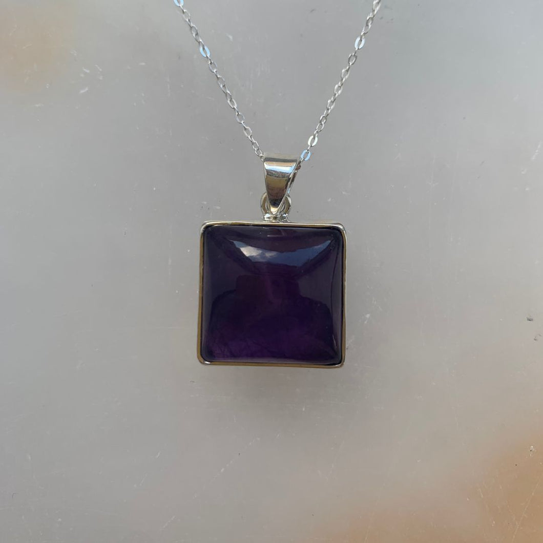 Square Amethyst Necklace - Pendant Only (No chain) LAST ONE