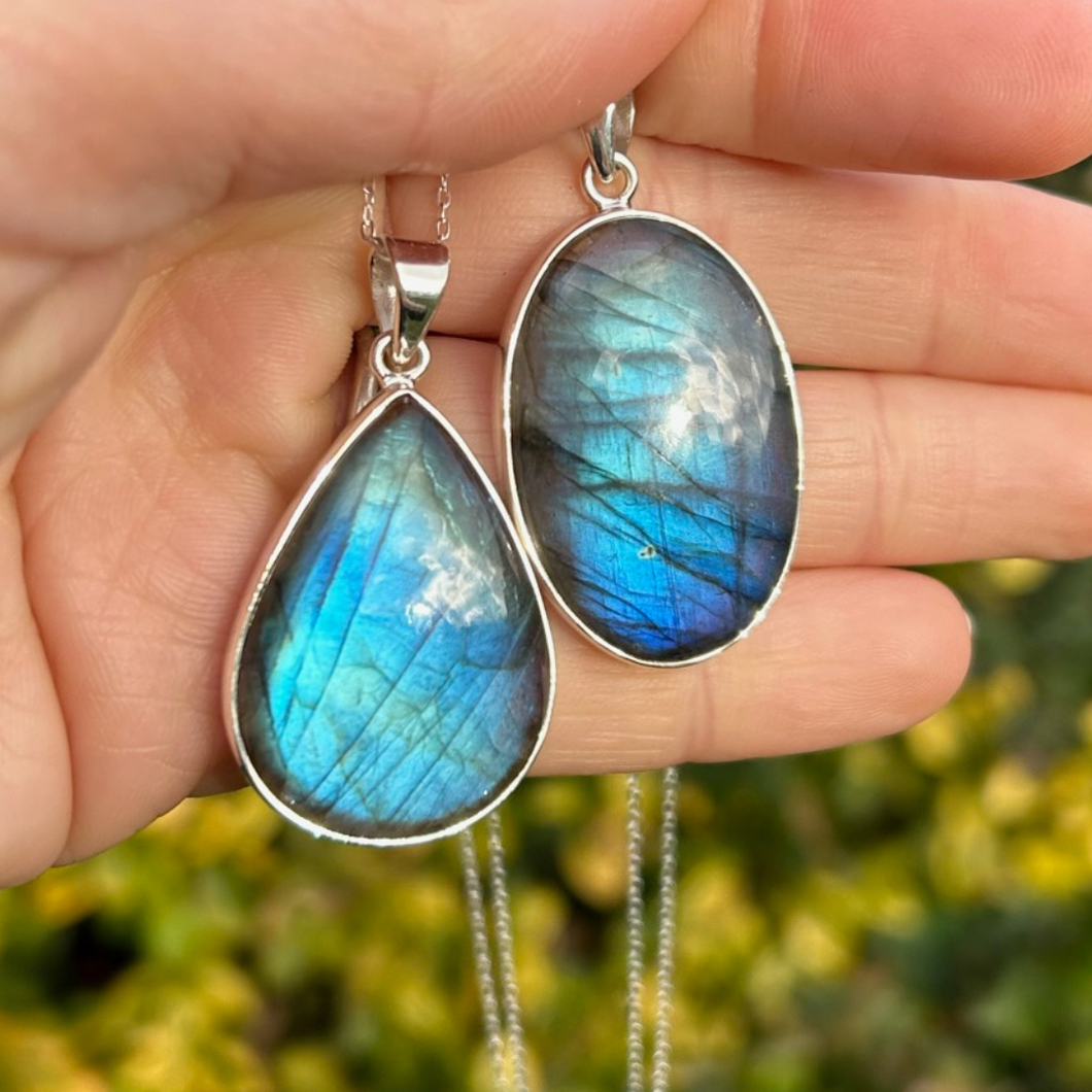 Labradorite Necklace, Teardrop